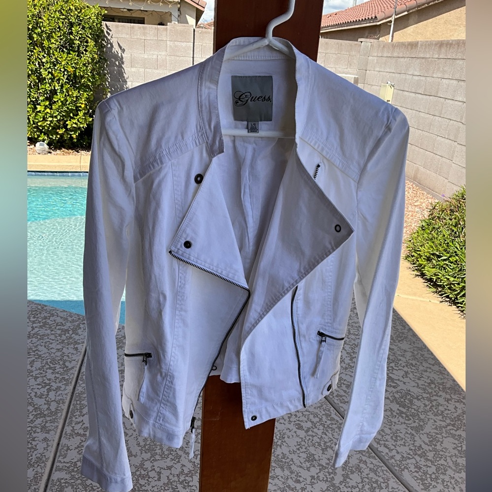 Guess White Jacket.  Size L
